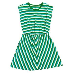 Lands' End Kids Dress with Green and White Stripes